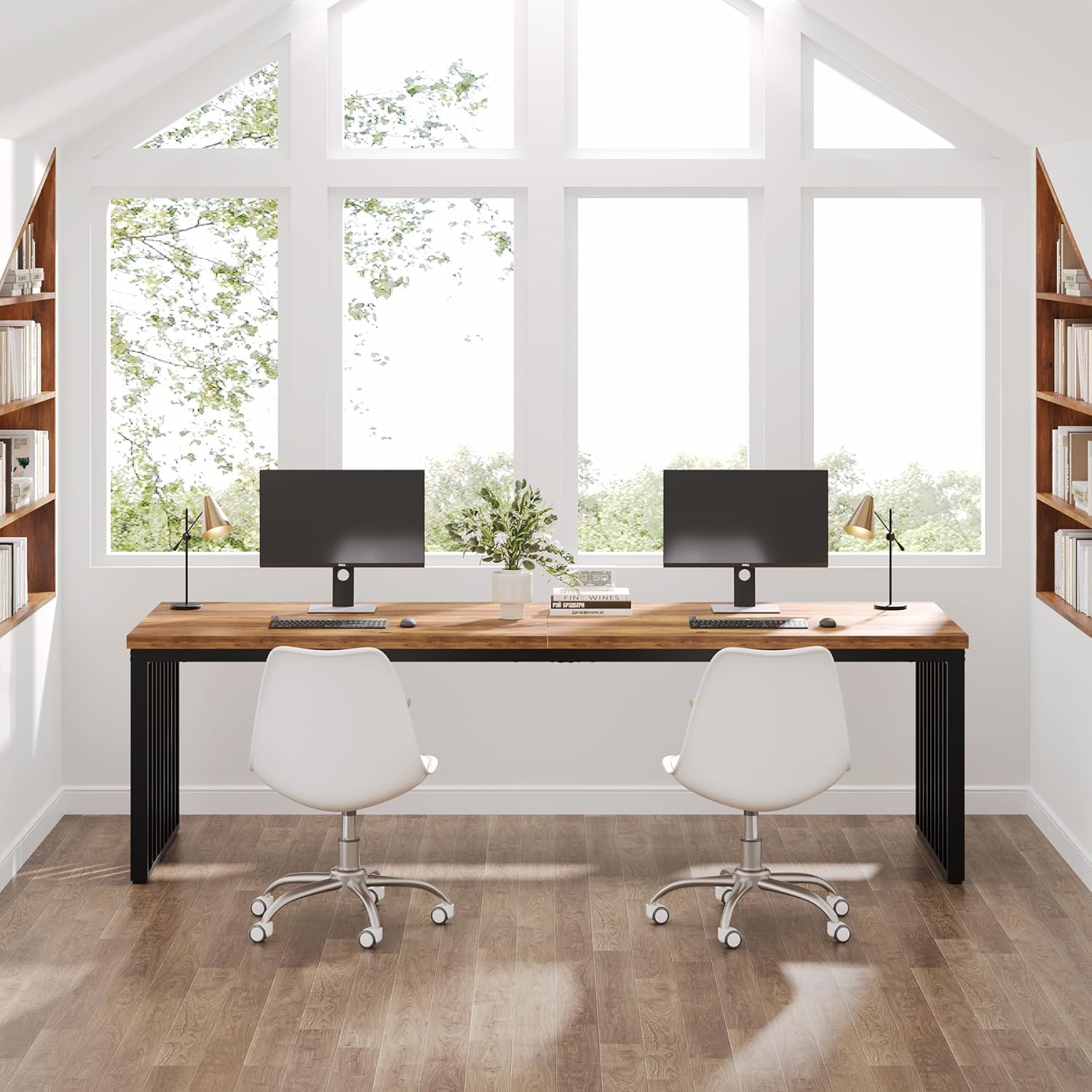 Tribesigns Bureau d'ordinateur, 180*60*76CM, avec structure métallique robuste, Bureau de bureau Table de conférence (brun) - 8