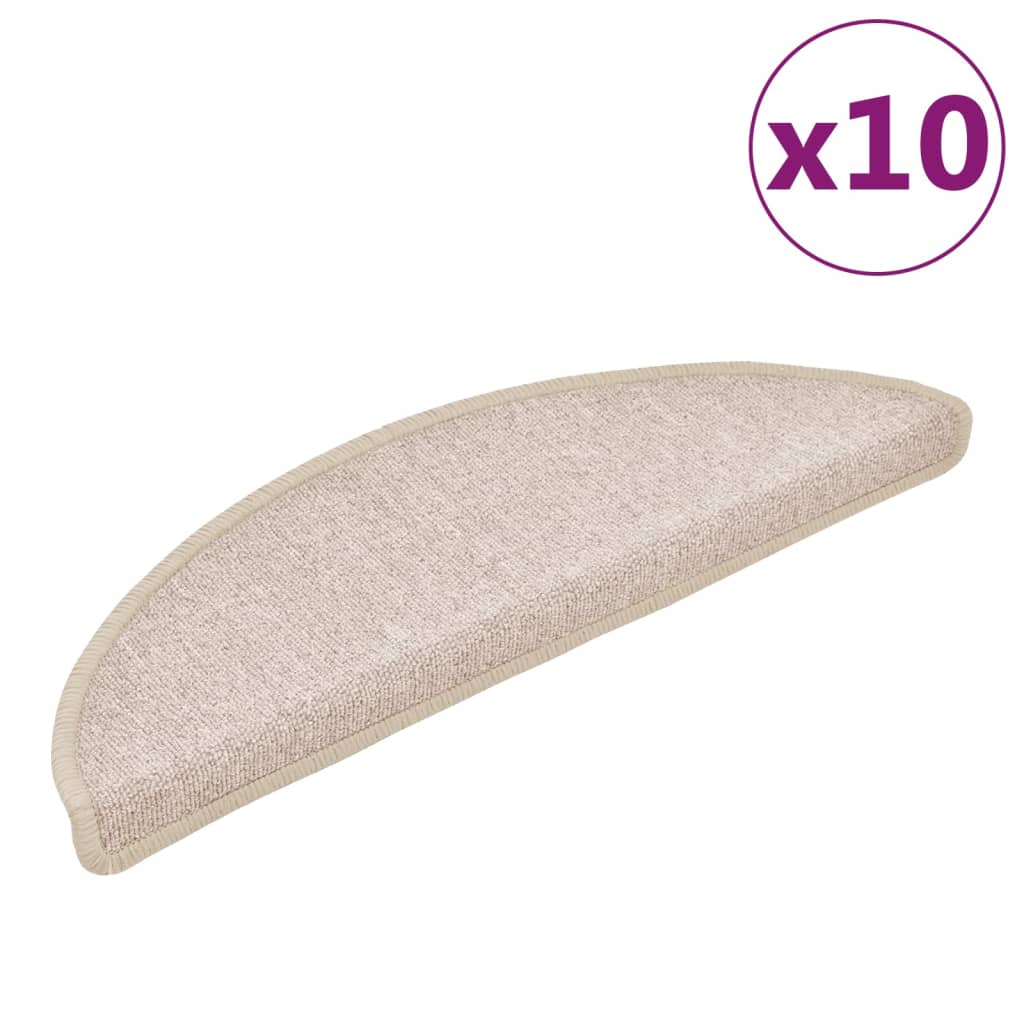 Tapis d'escalier 10 pièces 56 x 17 x 3 cm Taupe Demi-rond - 2