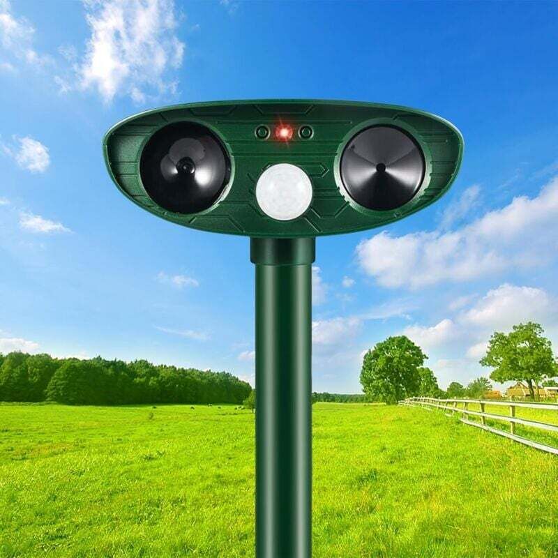 Repelent solar cu ultrasunete pentru pisici/câini/rozătoare, cu senzor de mișcare extern