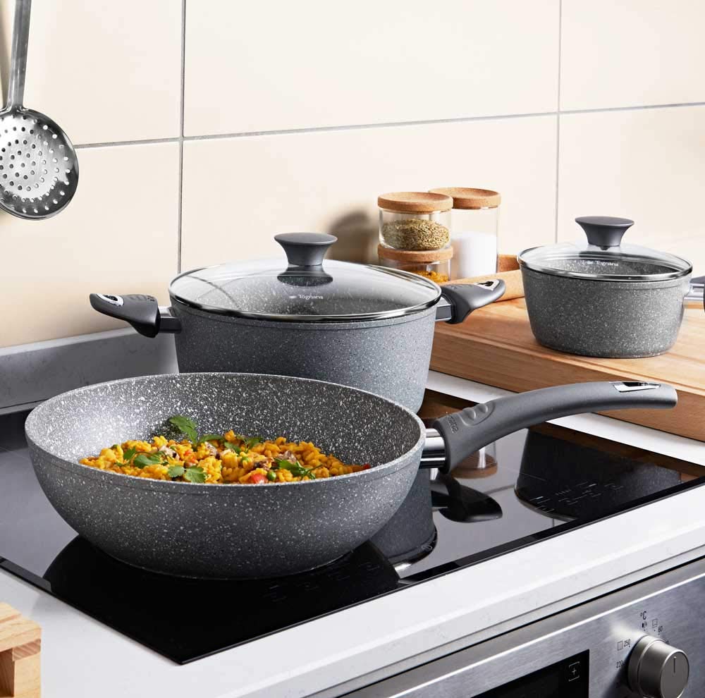 Home Casseruola 2 Manici 20 Cm Per Induzione Con Rivestimento Effetto Pietra