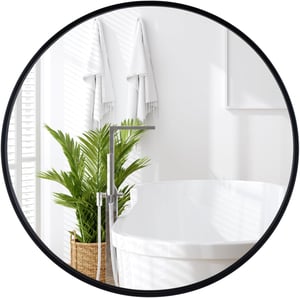 Miroir Mural Rond de 61 cm, Cadre en Métal Robuste, Verre Argenté, Film Antidéflagrant, Miroir pour Salle de Bain, Salon, Chambre, Couloir