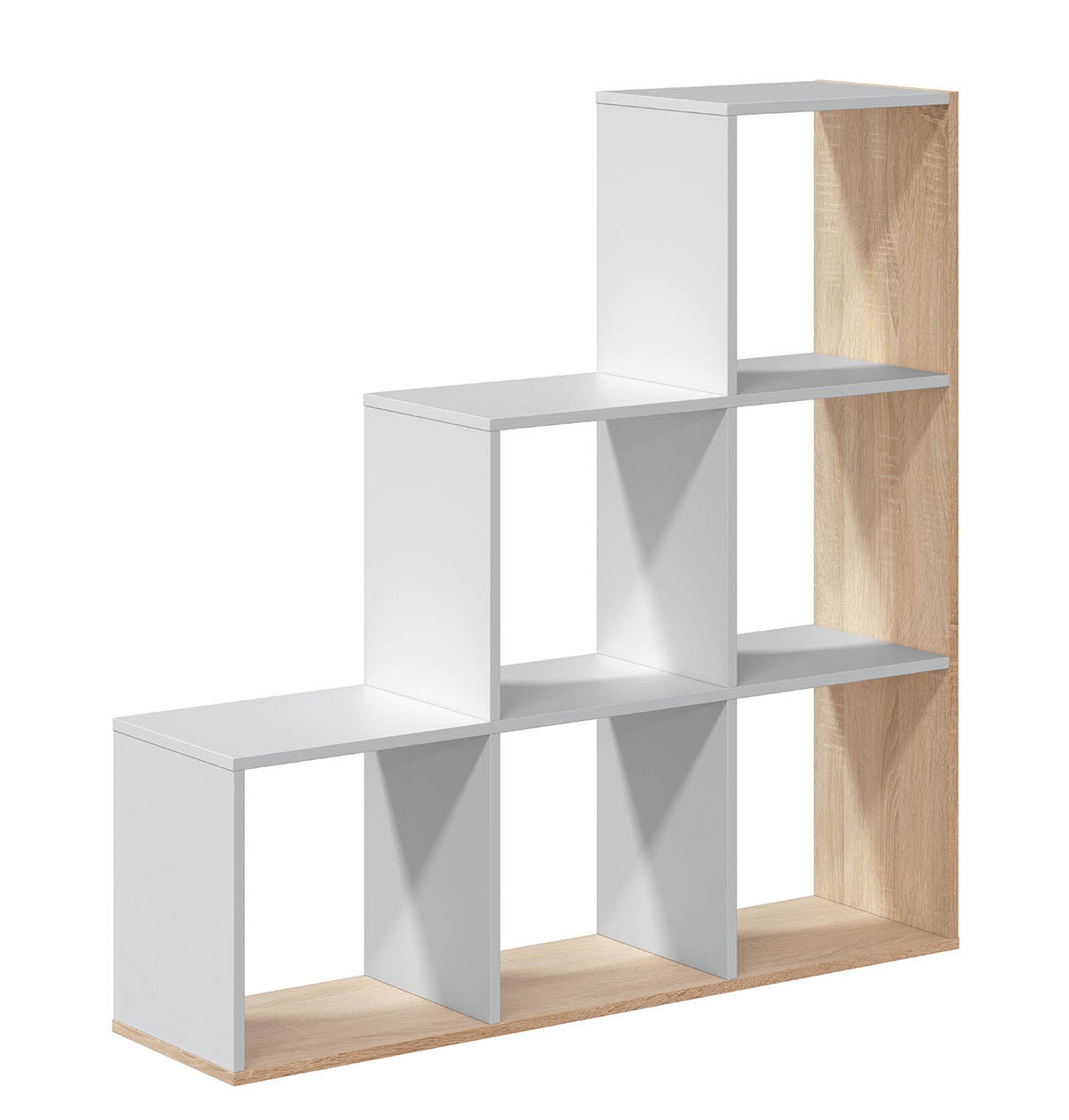 Bibliothèque escalier cube coloris chêne candiene / blanc artic -  Hauteur 110 x Longueur 108 x Profondeur 28 cm - 4