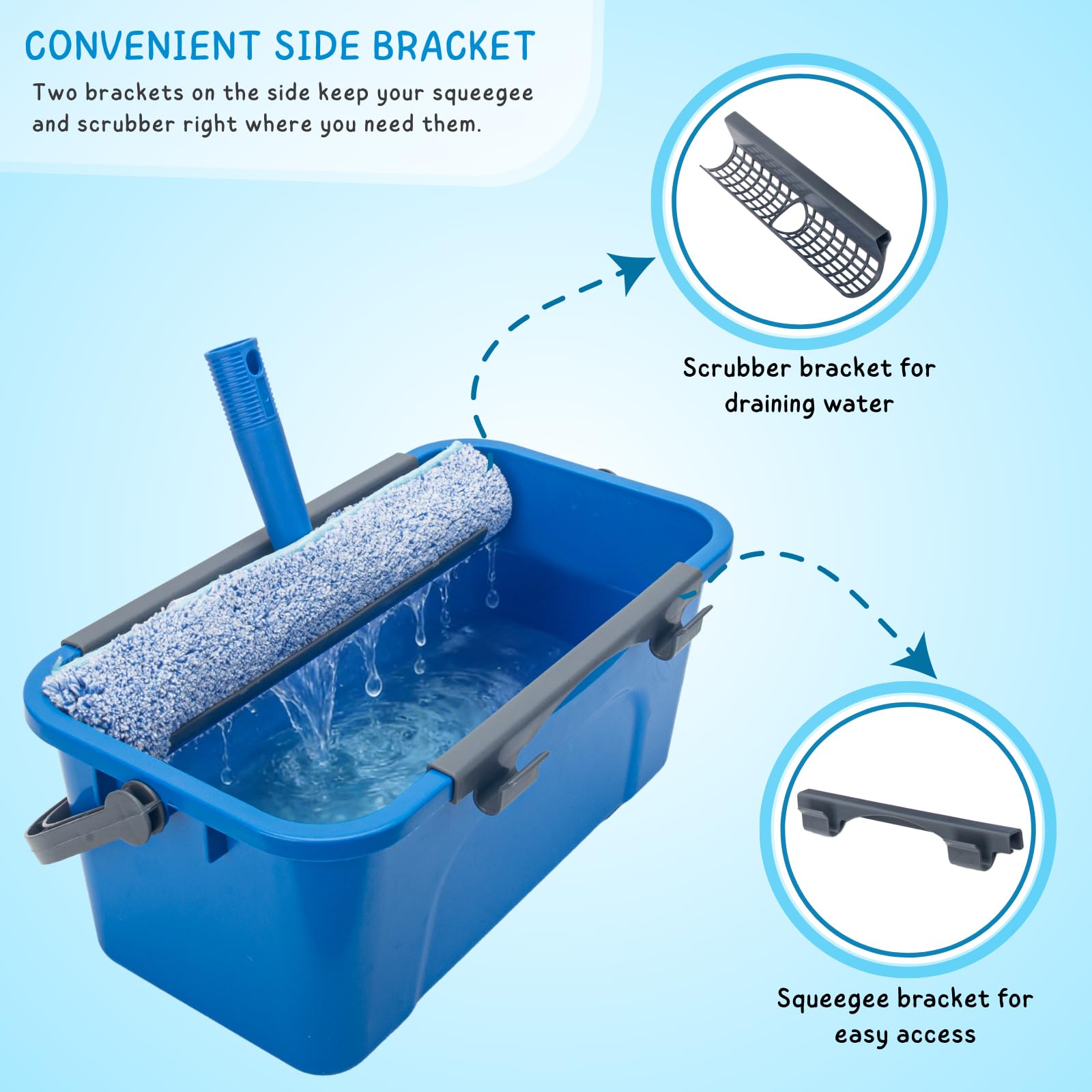 OBOSOE Kit retrátil para limpeza de vidros com balde, rodo e cabo de 4 secções, raspador e limpa vidros (150 cm). - 4