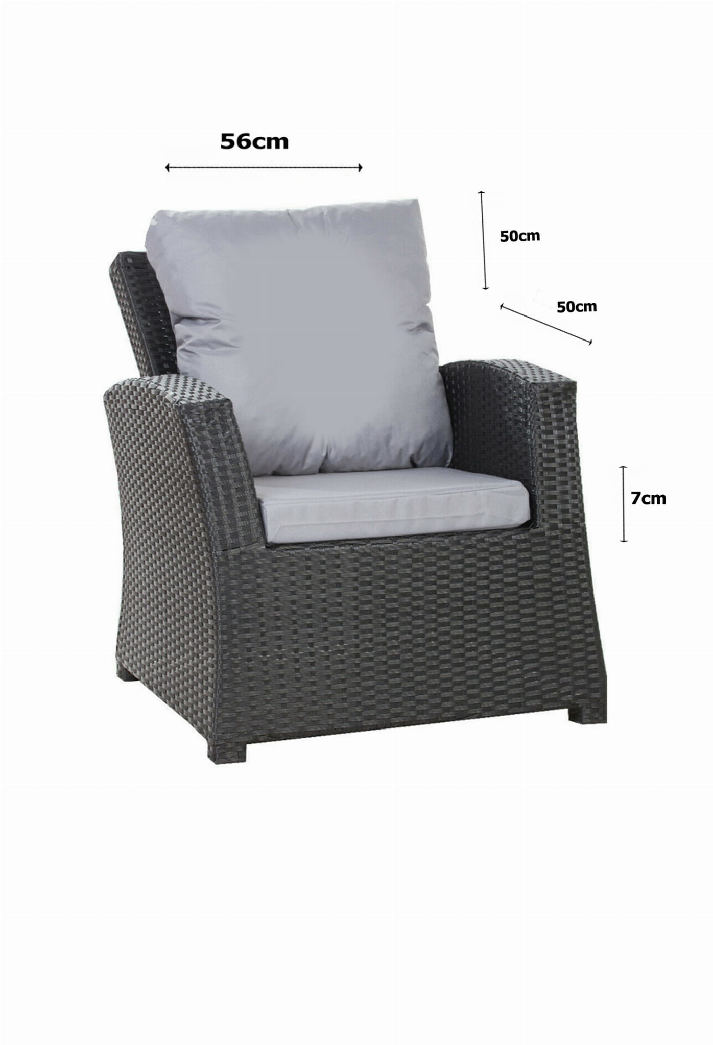 Cuscini per poltrone in polyrattan 56x52x7+56x50 2 pezzi| Cuscino da giardino Grigio|Cuscini per sedie da esterno con schienale| set lounge - 3