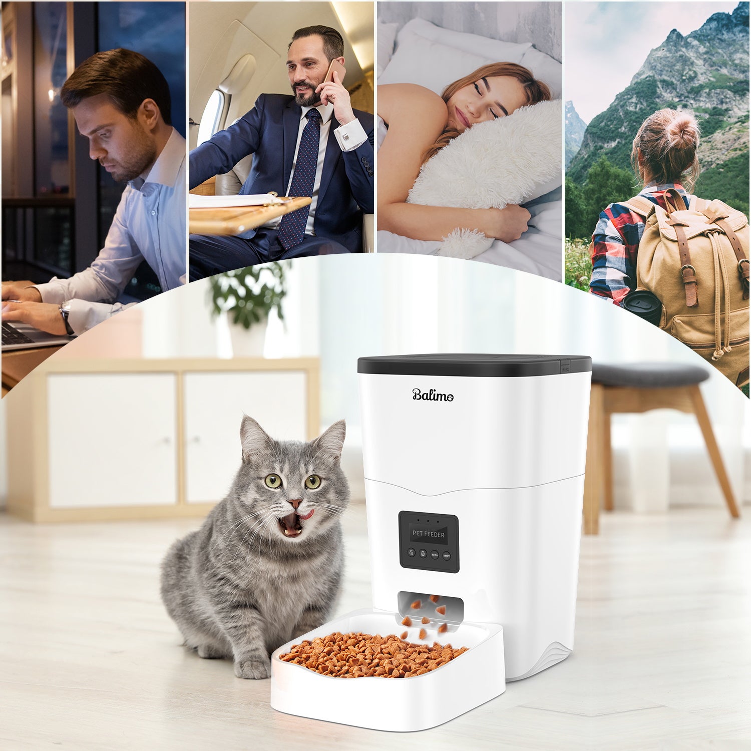 Balimo WIFI Distributeur de Croquettes 3L pour Chats/Chiens Télécommande Téléphone portable LCD,Adaptateur Secteur/Batterie,Fonction d'enregistrement - 8