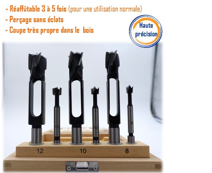 Coffret 3 mèches à bouchonner + façonner acier (WS) D8/10/12 Q8 & 13 ...