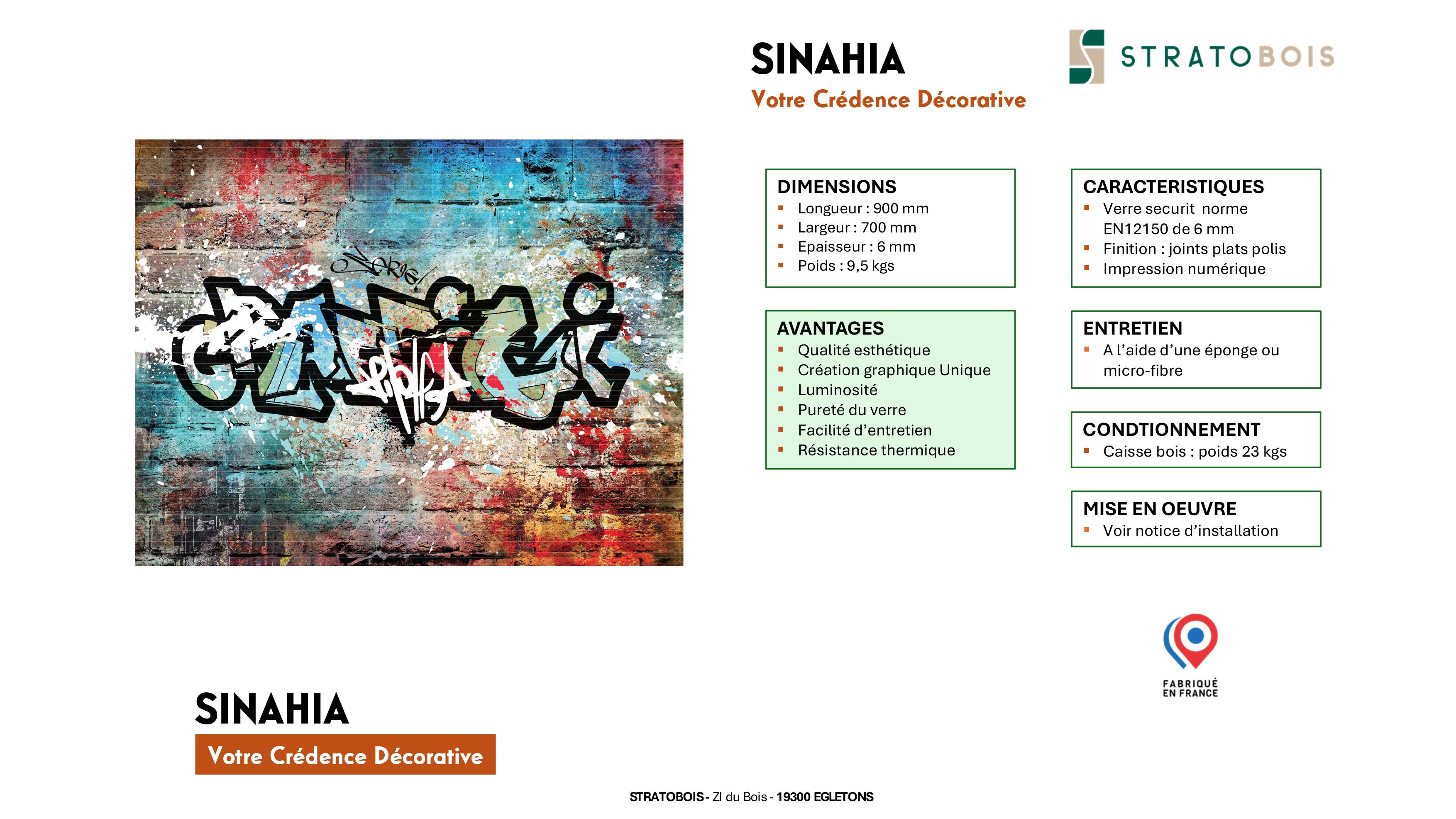 Crédence décorative SINAHIA typos graffiti 900mmx700mm Ep 6mm verre securit - 5