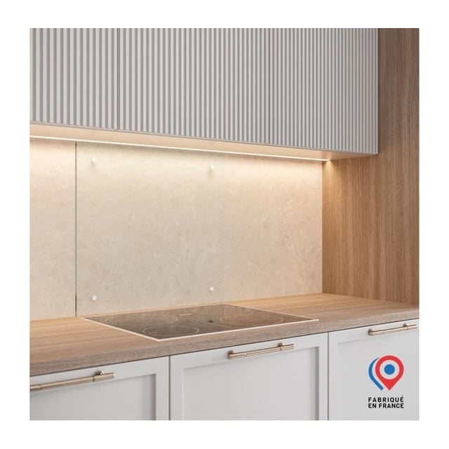 Crédence - Fond de hotte - AURYS - Verre - Transparent - 700*600 - 6 mm - 4 trous