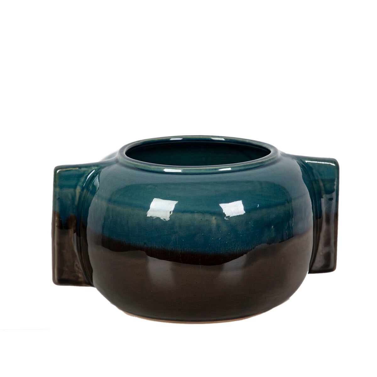 Centro de mesa romimex azul/negro cerámica 28 x 15 x 28 cm 28 x 15 x 22 cm