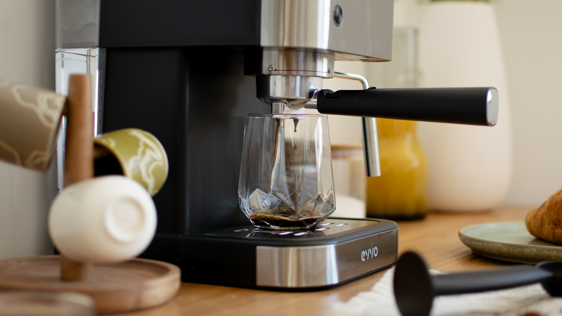 EVVO Cafetera Express Intensa 10, 20 bares, 1350W, Doble salida, Depósito 1,5 l - 2