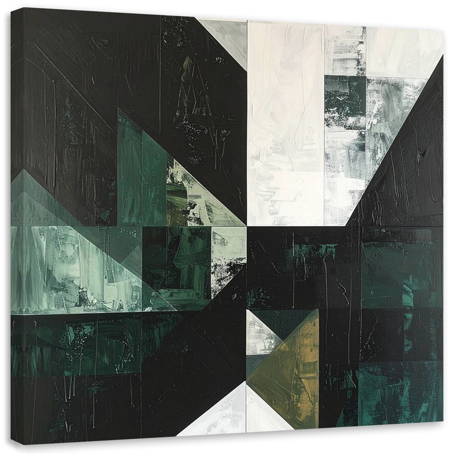 Obraz do salonu sypialni biura loftu, Zielona geometryczna abstrakcja 60x60