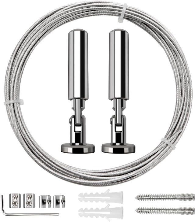 Kit asta per tenda da 5 m, cavo in acciaio per tenda, per tenda, stendibiancheria da balcone, argento