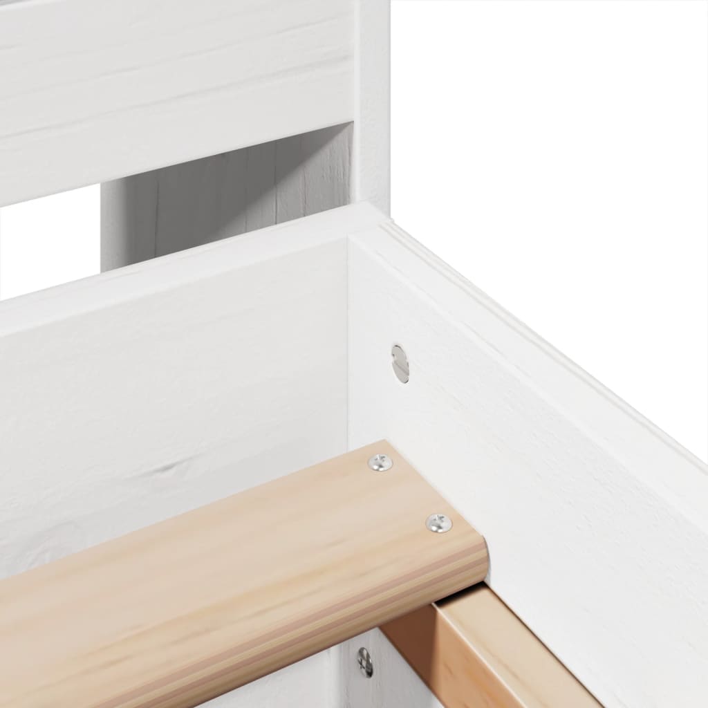 Cadre de lit sans matelas blanc 160 x 200 cm bois de pin massif - 9