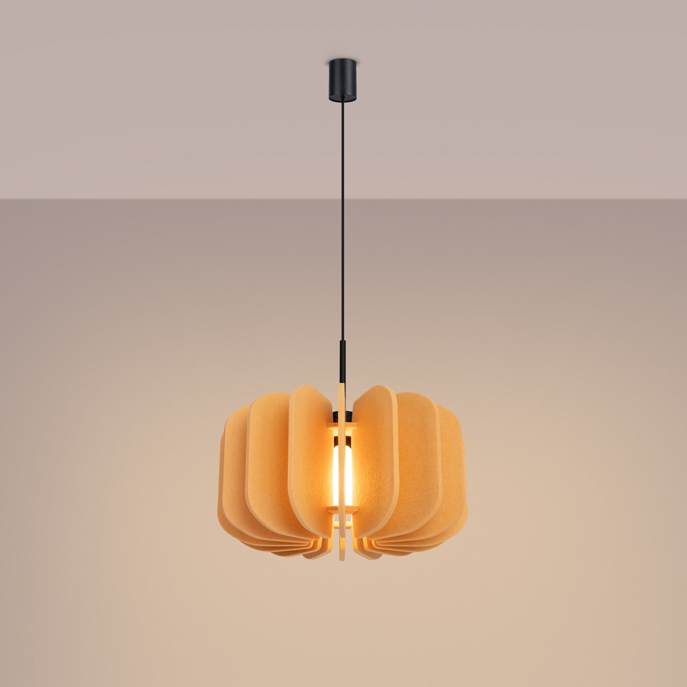 Lampa sufitowa filcowa MULA czarno-żółta 1xE27x40W filc wym:146x45x45cm IP20 Sollux Lighting - 4