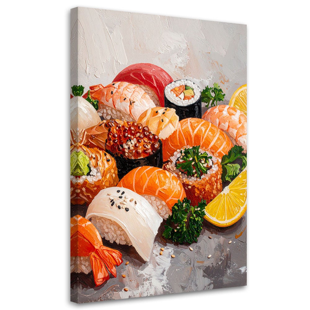 Obraz do kuchni baru restauracji kolorowe sushi 70x100