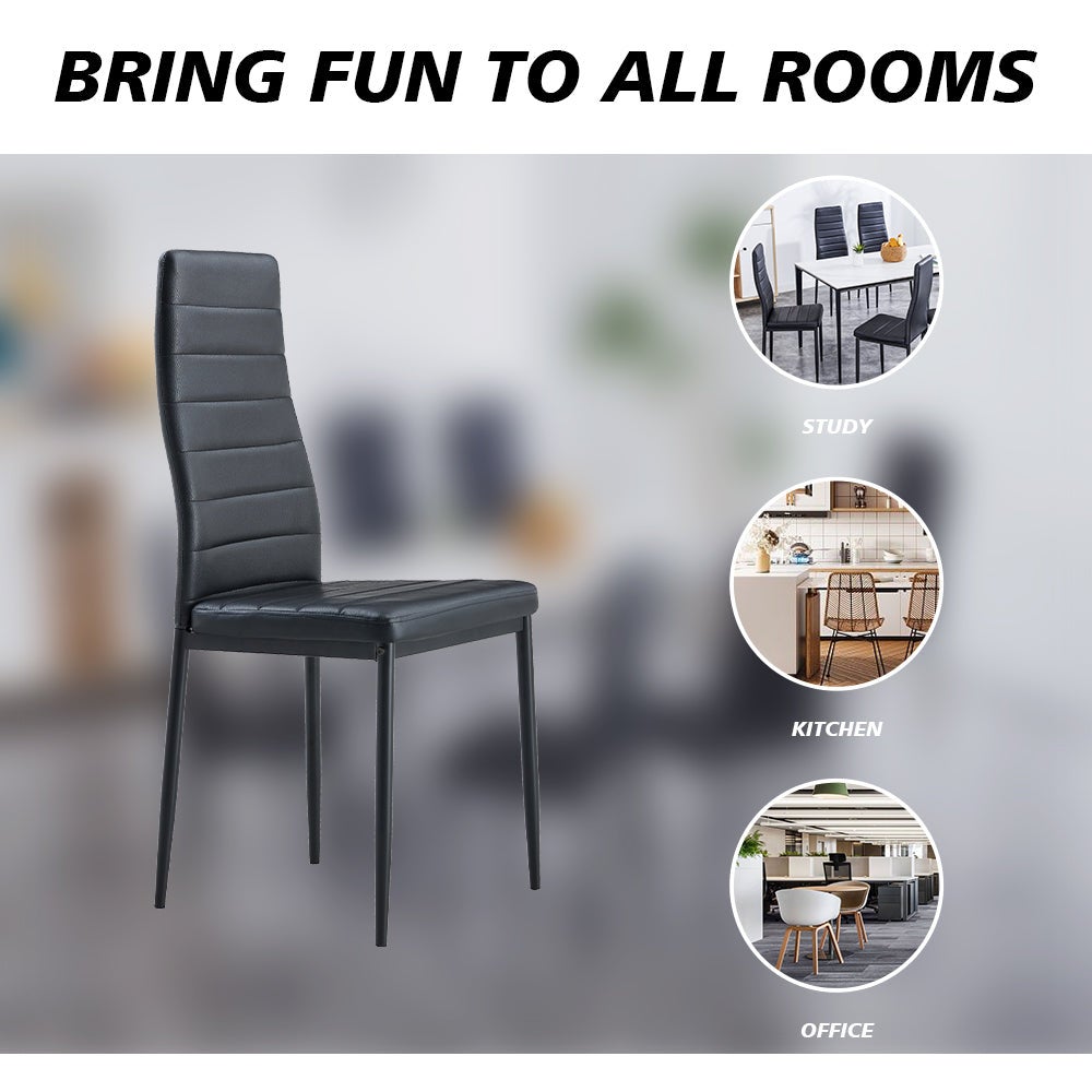 TEENO Lot de 6 Chaises de Salle à Manger, Noir - 6