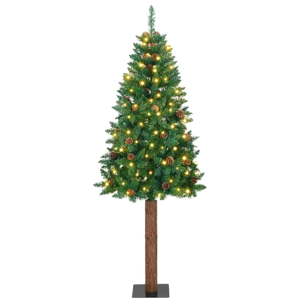 Szczupła Choinka Zielony 180 cm PVC i lite drewno sosnowe vidaXL