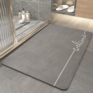 Tapis De Bain Diatomite Antidérapant 60x90cm Gris - Super Absorbant Séchage Rapide Microfibre