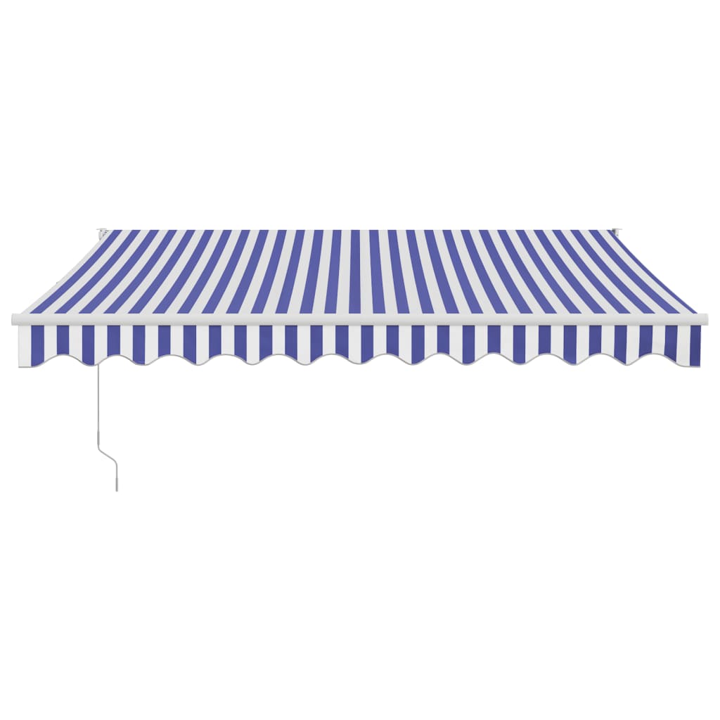 Toldo exterior | Toldo retrátil 3,5x2,5 m tecido e alumínio azul e branco CFW31651 - 3