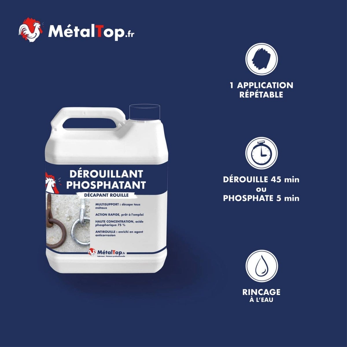 Décapant Rouille - Metaltop - Incolore - RAL Incolore - Pot 1L - 5