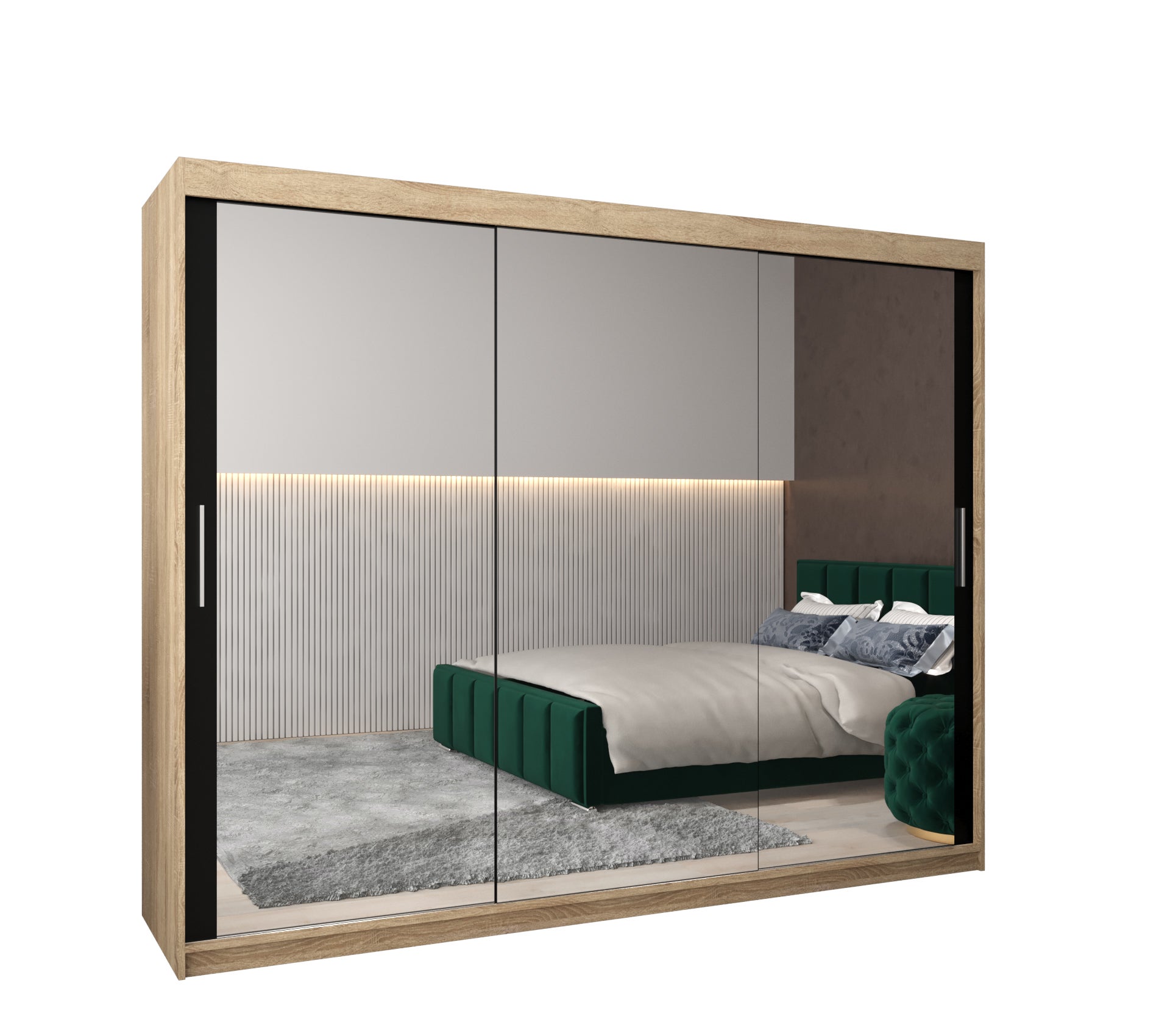 Szafa przesuwna garderoba TOKYO 3 250 x 62 x 200 cm Sonoma + Czarny - Abiks Meble