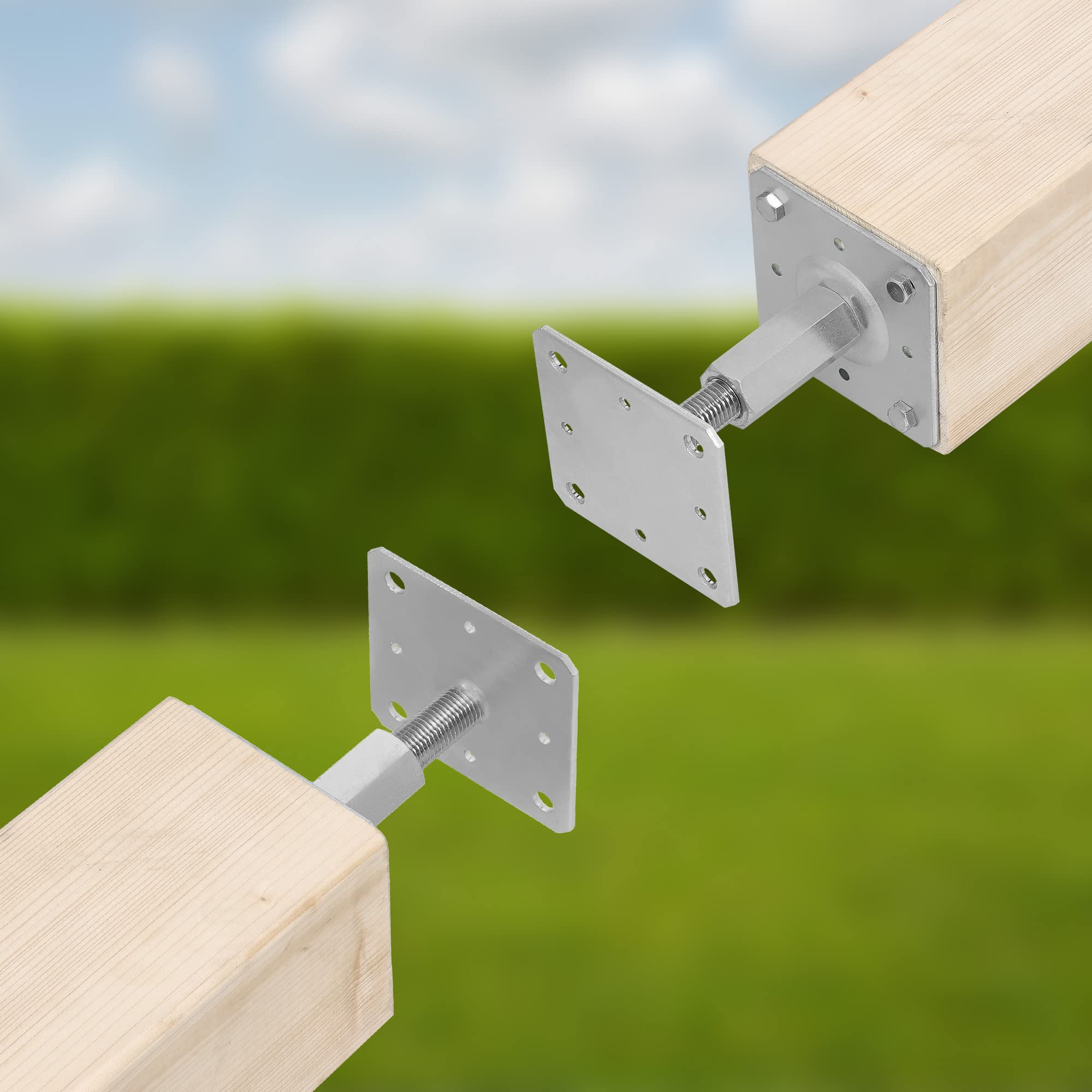 Soporte para poste galvanizado - 110 x 110 mm - Altura ajustable de 90 a 150 mm - Para atornillar - KOTARBAU - 4