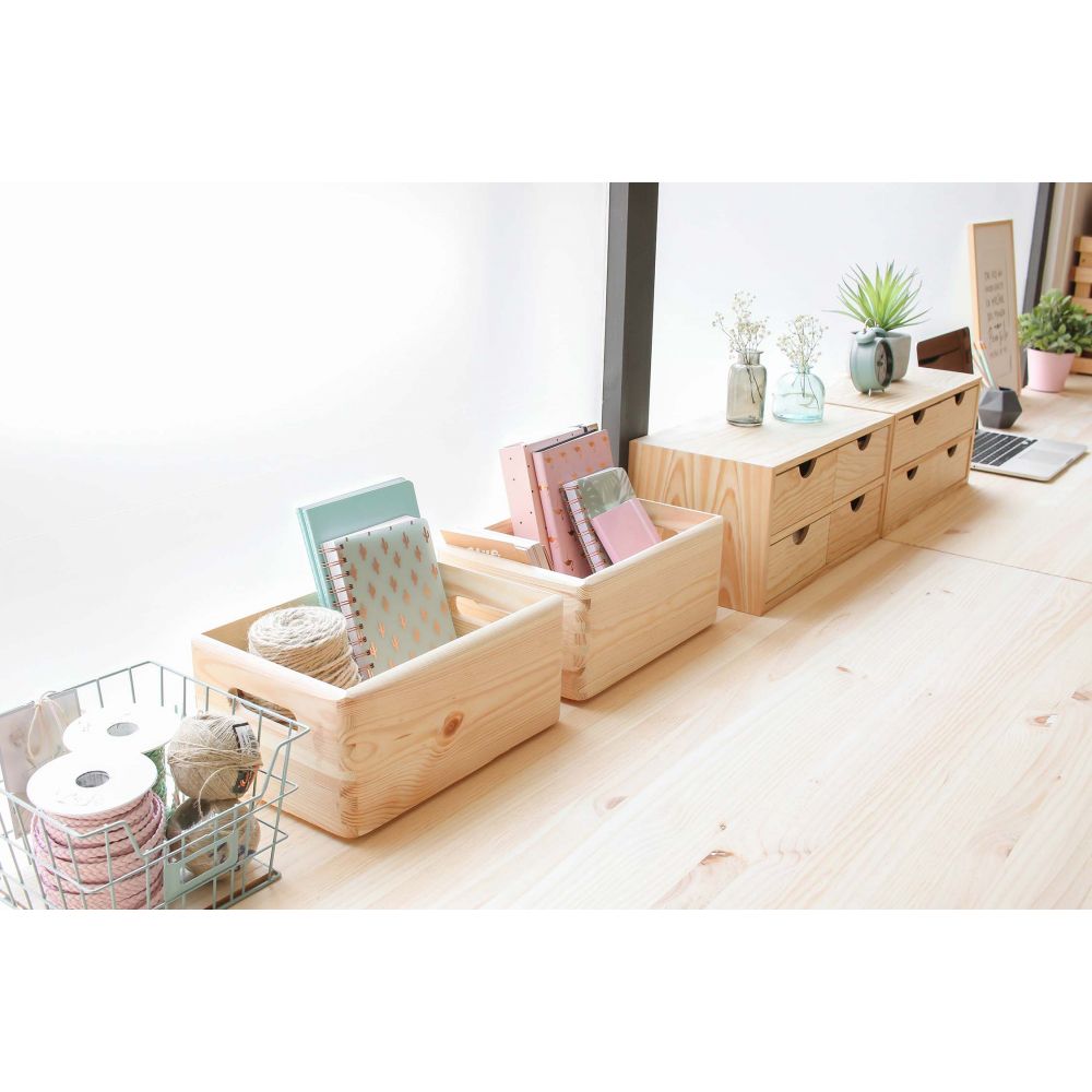 Caisse De Rangement En Bois 30 X 20 X H.14 Cm - 6