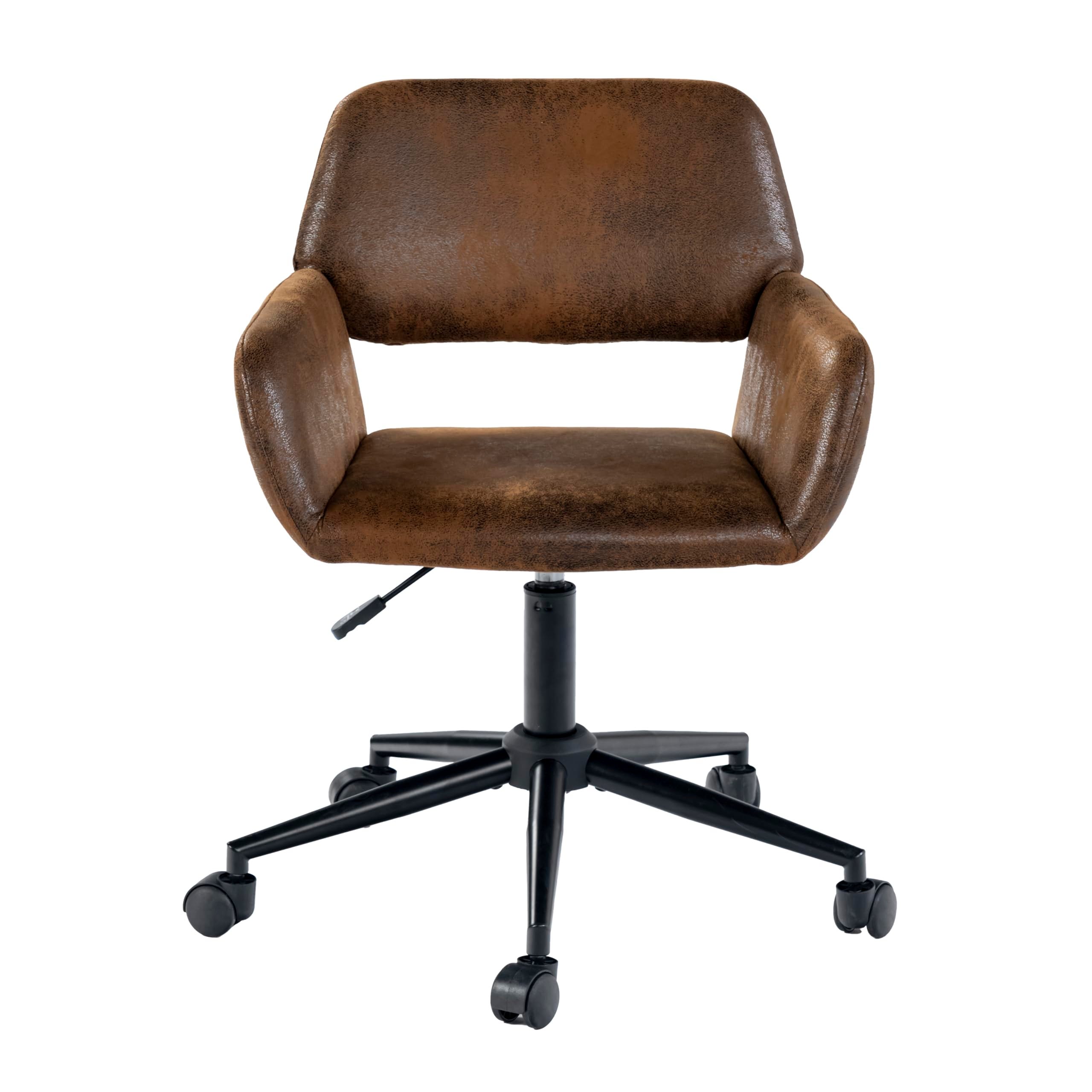 Poltrona girevole da ufficio imbottita in tessuto cacao con base in bronzo satinato - Sirva Poltrona girevole da ufficio imbottita in tessuto cacao con base in bronzo satinato - Sirva