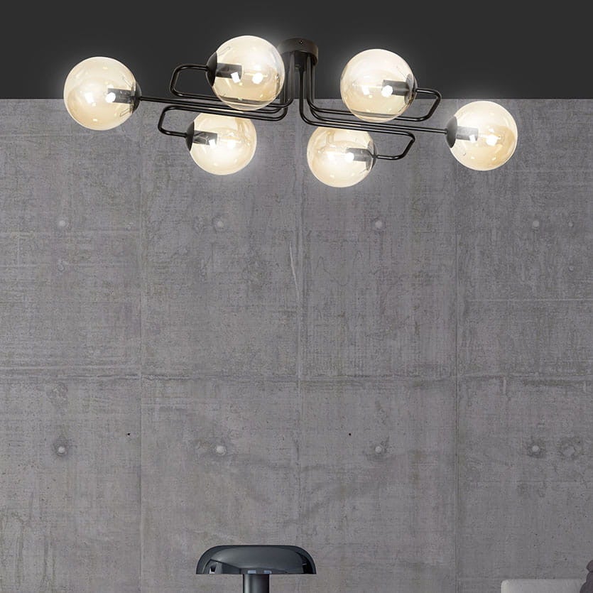 Lampa wisząca Brendi czarno-miodowy 6xE14x40W wym: 32 x 93 cm metal Emibig - 6