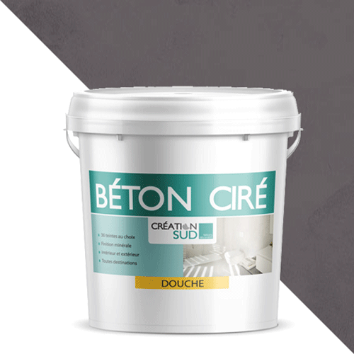 Béton ciré douche et baignoire - Kit complet 5m² (en 2 couches) - Brun noir - CREATION SUD