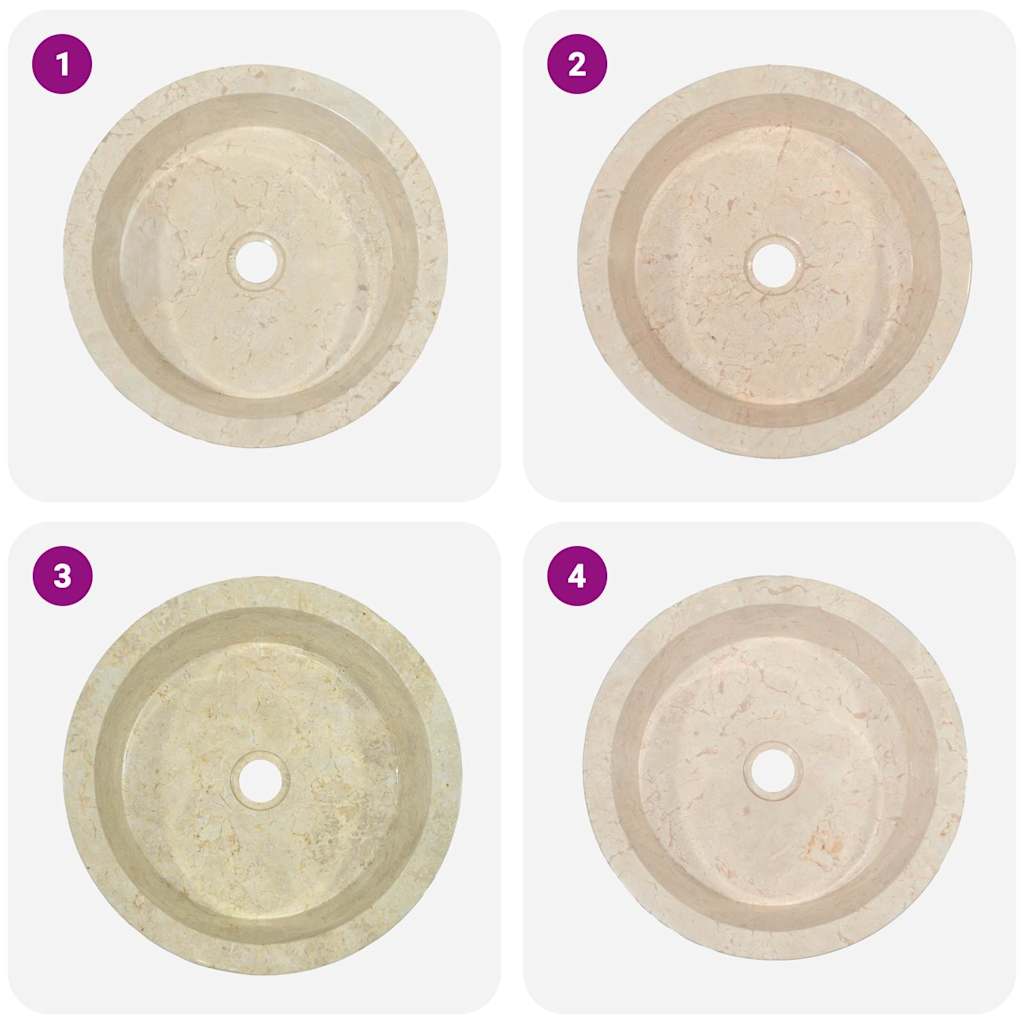 Lavabo Crème Ø40x15 cm Marbre - 7