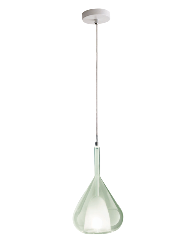Lampa wisząca LED Lila z metalu i przezroczystego zielonego szkła borokrzemianowego 3481-40-140 Fabas Luce