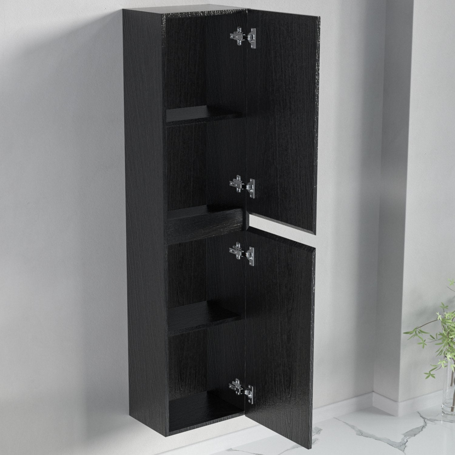Ensemble meuble vasque 60 cm avec colonne - LOMAZOO Avalon - chêne noir - lavabo noir - 6