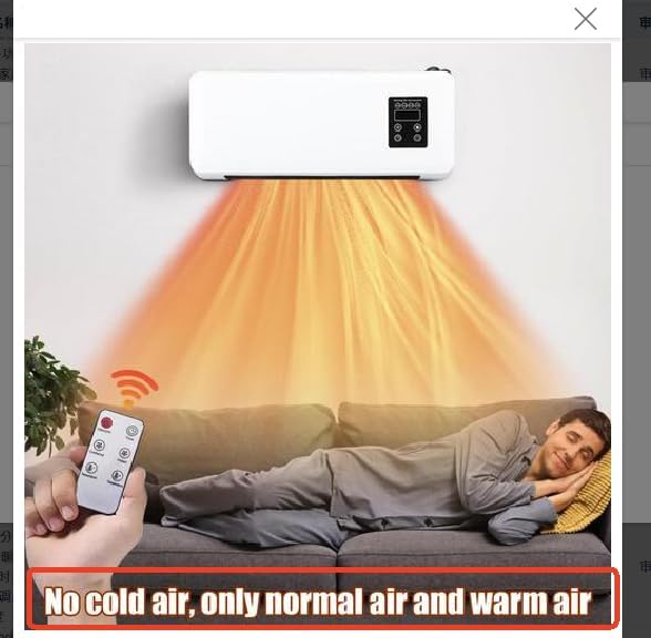 Combinaison de chauffage et de climatiseur portable, chauffage électrique mural 2 en 1 pour bureau et chambre - 3