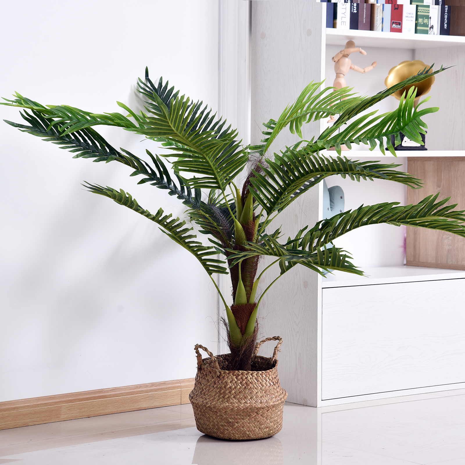 Plante artificielle palmier cycas hauteur 123 cm intérieur extérieur pot inclus décoration maison jardin - 8