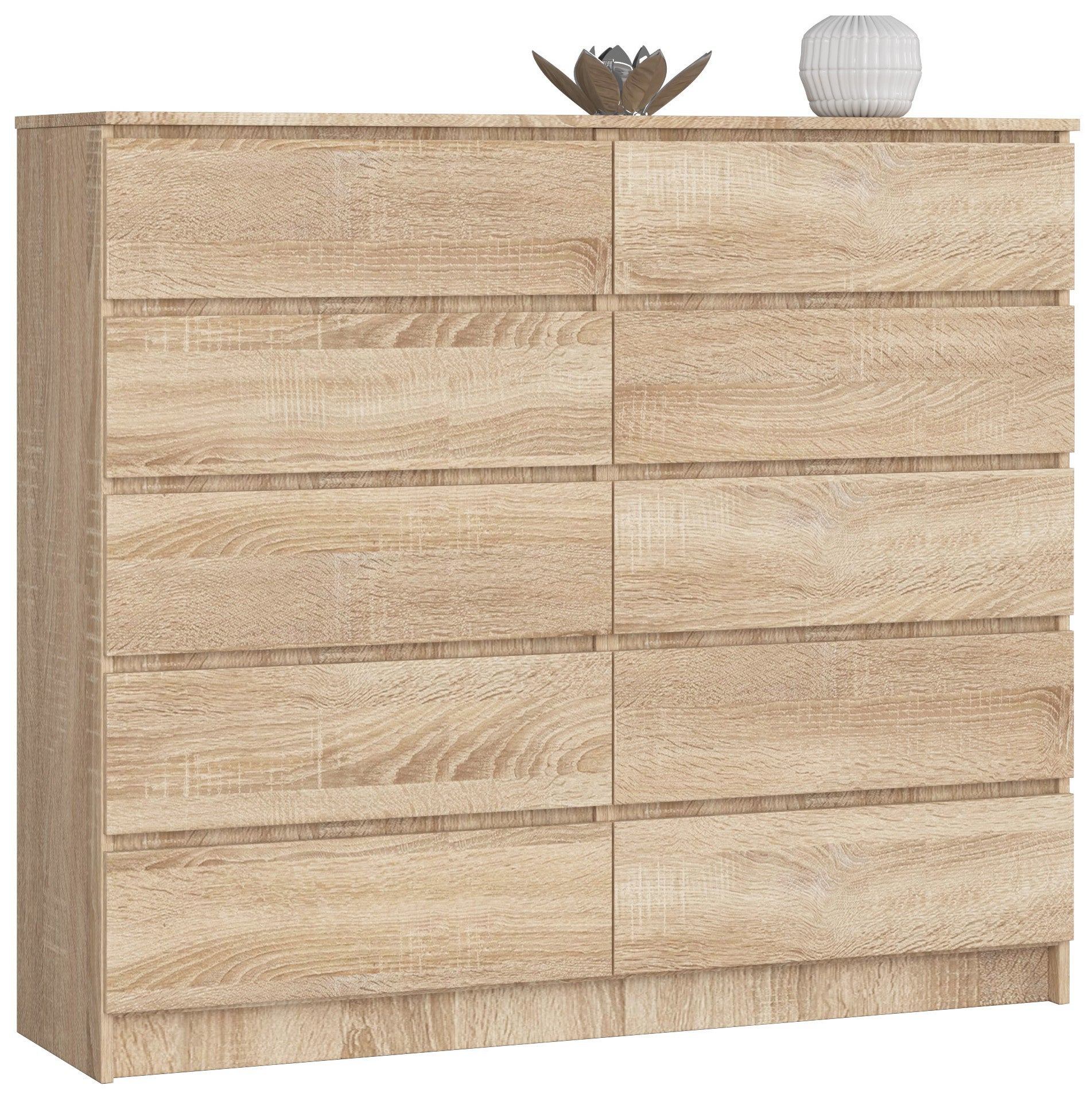Komoda AKORD K140 Dąb Sonoma 138 cm 10 szuflad kolor Dąb Sonoma mat 138x40x121 cm