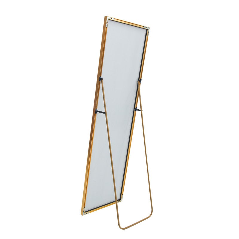 Miroir sur pied - Miroir chambre - Miroir rectangulaire - 140x40 cm - Verre trempé - Cadre en alliage d'aluminium - Doré - 7
