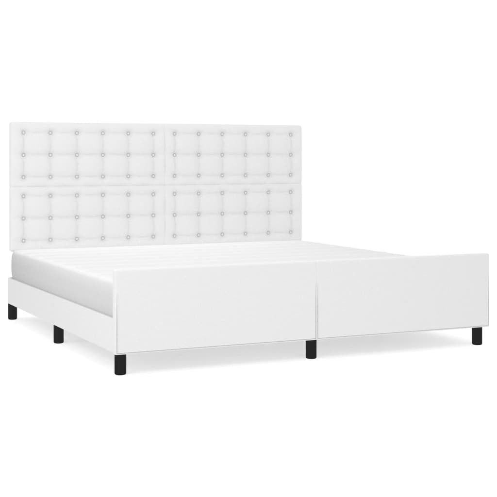 Maison Exclusive - Estrutura cama c/ cabeceira couro artificial 200x200 cm branco - 2