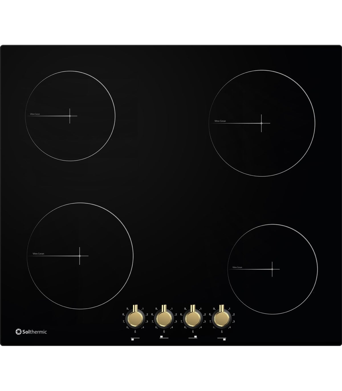 Solthermic Placa Vitro Pvtc60 4 Fuegos Rustica Negra/Dorados/Negro , Leroy Merlin
