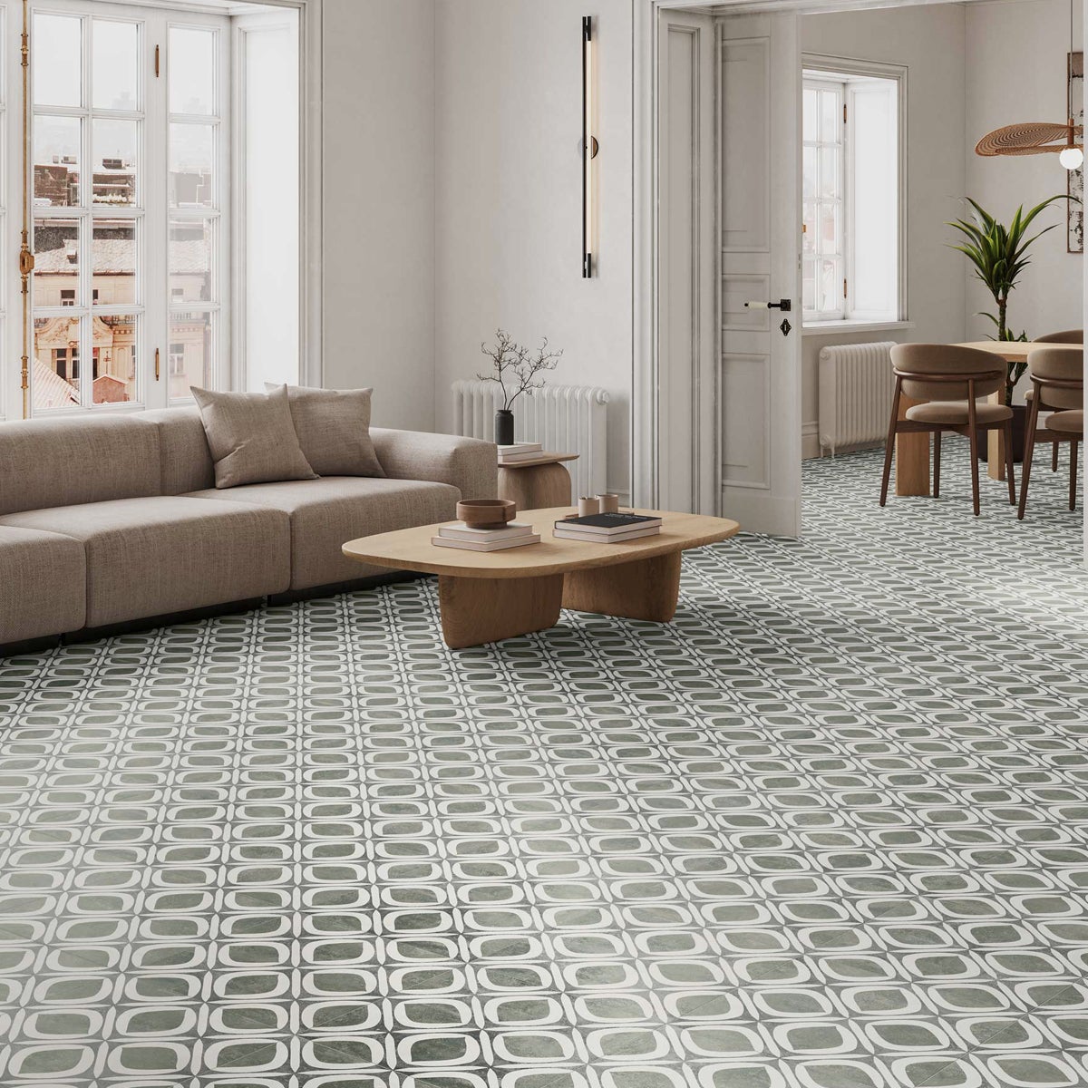 Carrelage sol effet carreaux de ciment Sligo menthe 33x33 cm - Réflex ...
