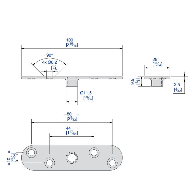 Platine de fixation sur chant pour monture SLID'UP 2000 - 80 kg - 2