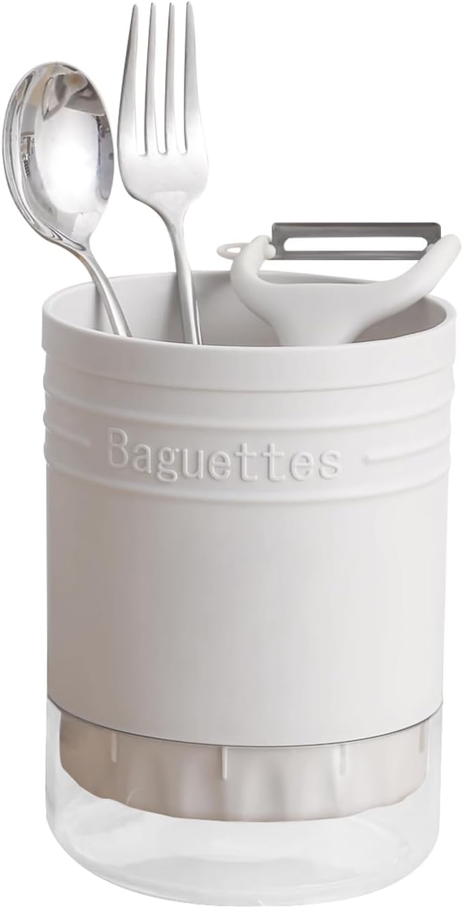 Okrągły plastikowy uchwyt na przybory kuchenne, ociekacz na sztućce z przegródkami, organizer do zlewu, organizer na blat na widelce