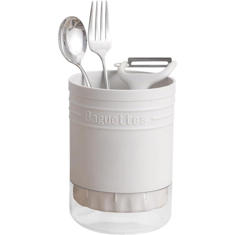 Okrągły plastikowy uchwyt na przybory kuchenne, ociekacz na sztućce z przegródkami, organizer do zlewu, organizer na blat na widelce