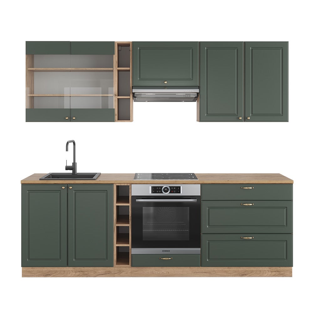 Vicco Aneks kuchenny Fame-Line, Green-Gold Country/Gold Power Oak, 235 cm bez blatu roboczego
