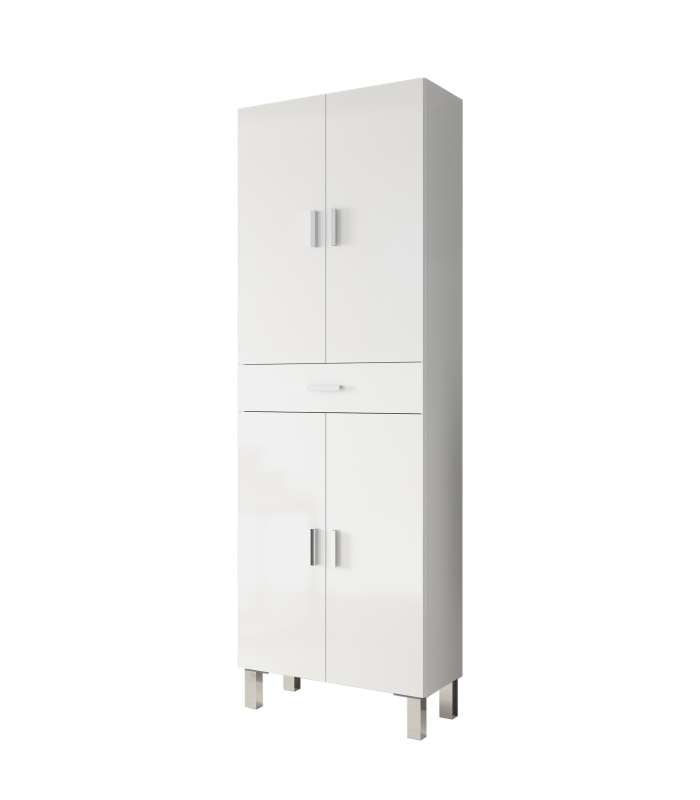 Columna para baño Kris de 4 puertas y 1 cajón acabado blanco brillo, 182 cm(alto)60 cm(a - 5