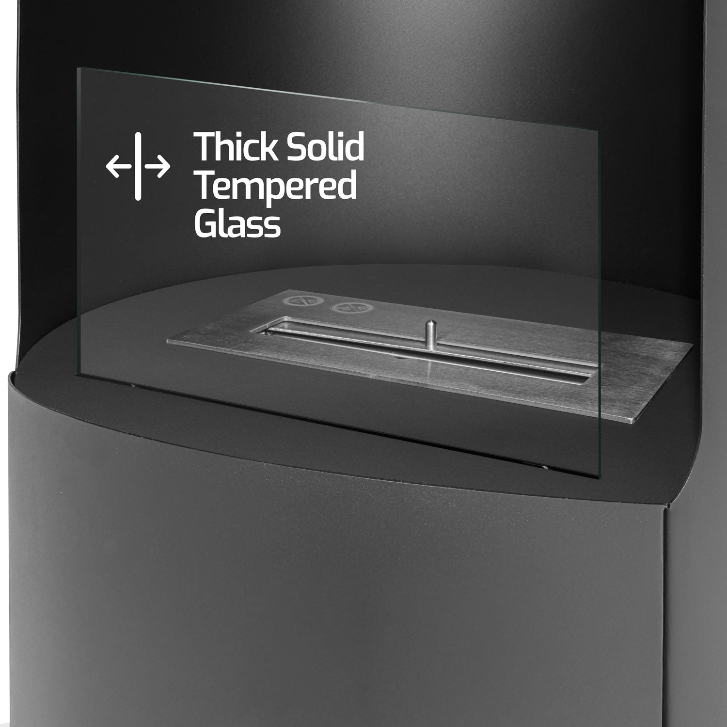 Ottaviano - Chimenea de bioetanol de suelo con doble estante de melamina, ø 40xH67,5 cm color negro - 6