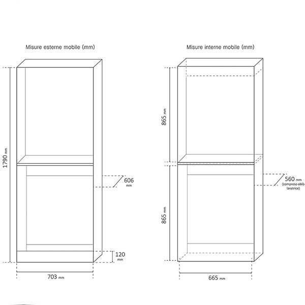 Mobile contieni lavatrice e asciugatrice a colonna bianco - 4