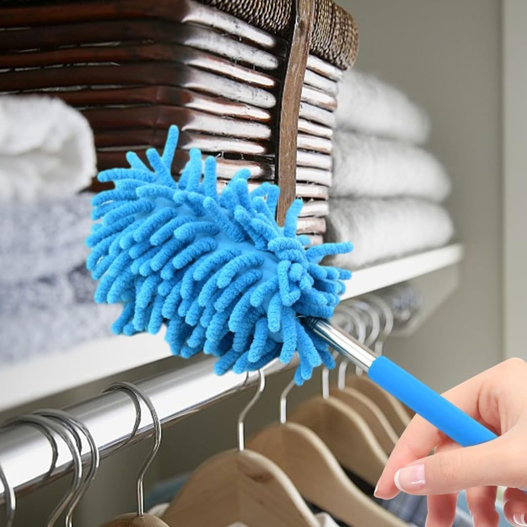 Plumeau Microfibre Télescopique,Manche Extensible 25 à 75 cm,Tête Détachable Lavable,Attrape-Poussière pour Meubles, Aléatoire - 5