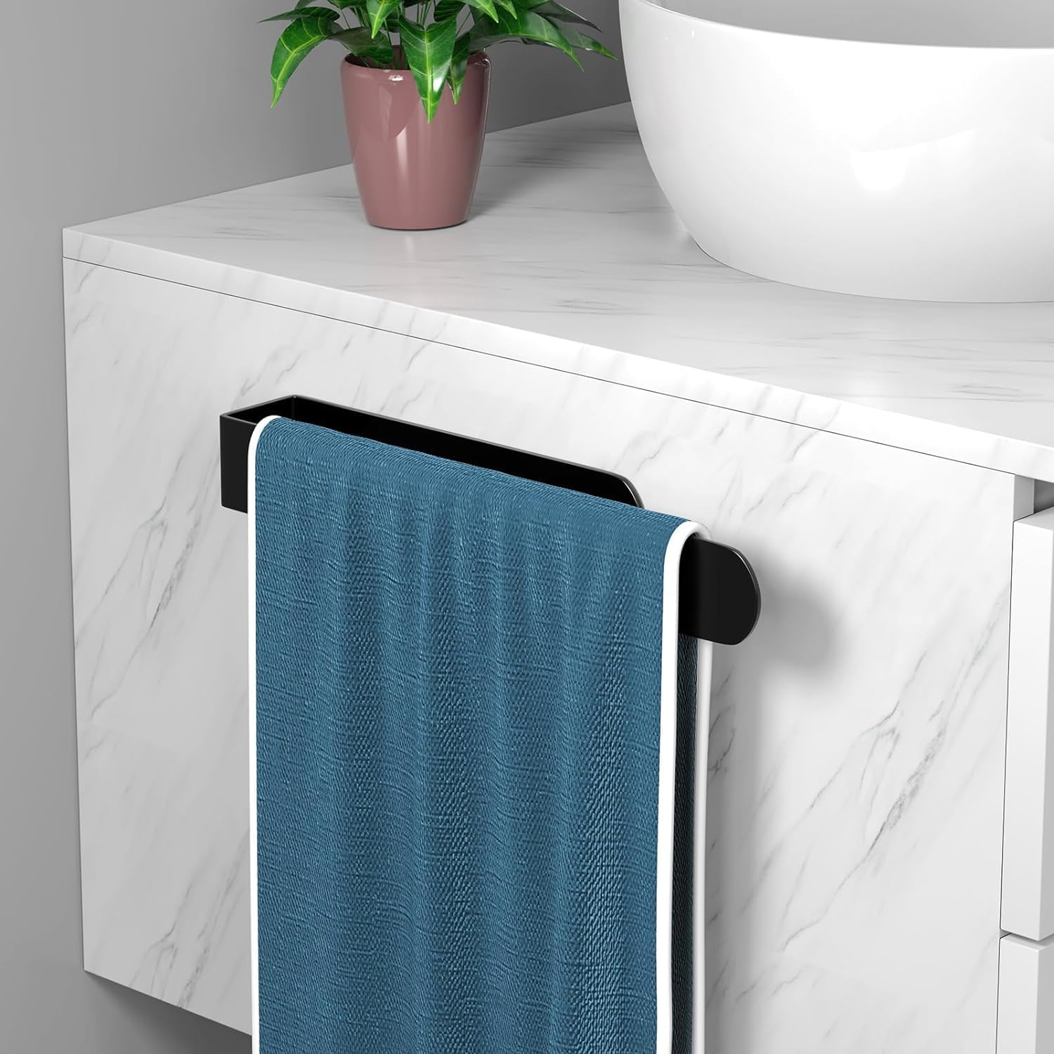 Toallero de baño sin taladrar, toallero autoadhesivo 30 cm, negro - 3