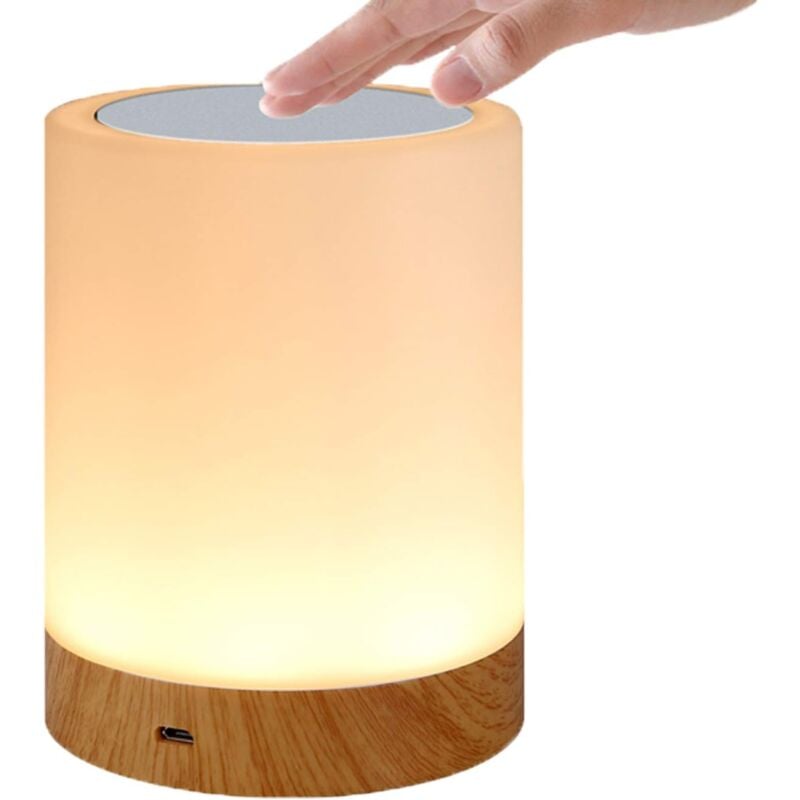 Dotykowa lampka LED do sypialni, salonu, biura - Lampka nocna ze zmieniającym kolory czujnikiem RGB - Port ładowania USB